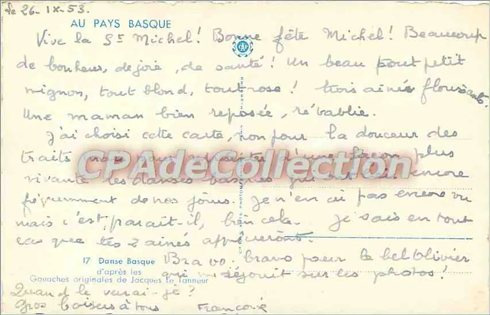 Taniec baszkirski — Basque Country — według Jacques Le Tanneur - Rewers