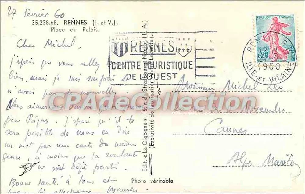 Place du Palais — Rennes (Ille-et-Vilaine) — A Cegonha - Verso