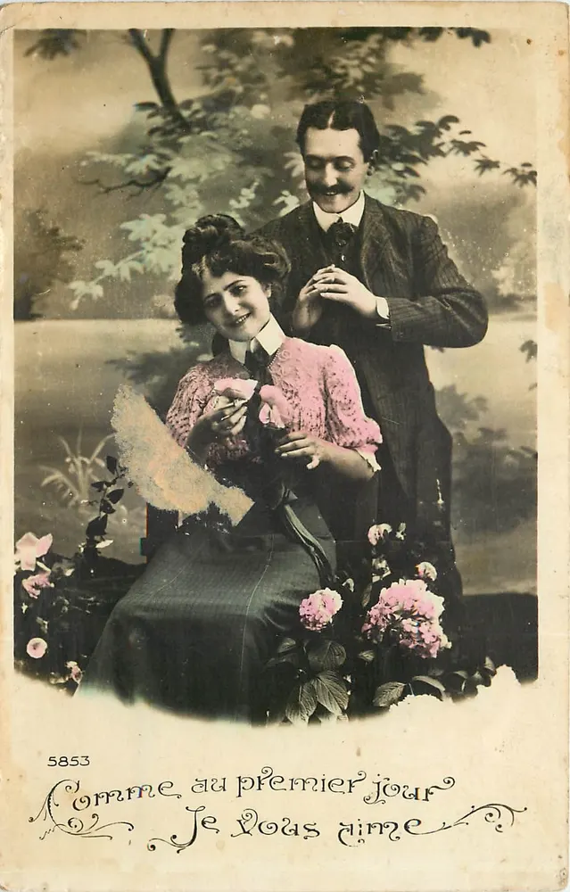Casal no jardim — 'Como no primeiro dia, te amo' — n° 5853 - Frente