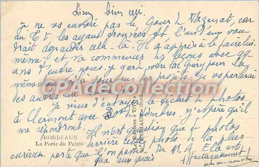 The Gate of the Palace — Bordeaux — publisher Tito, series number not visible - Back
