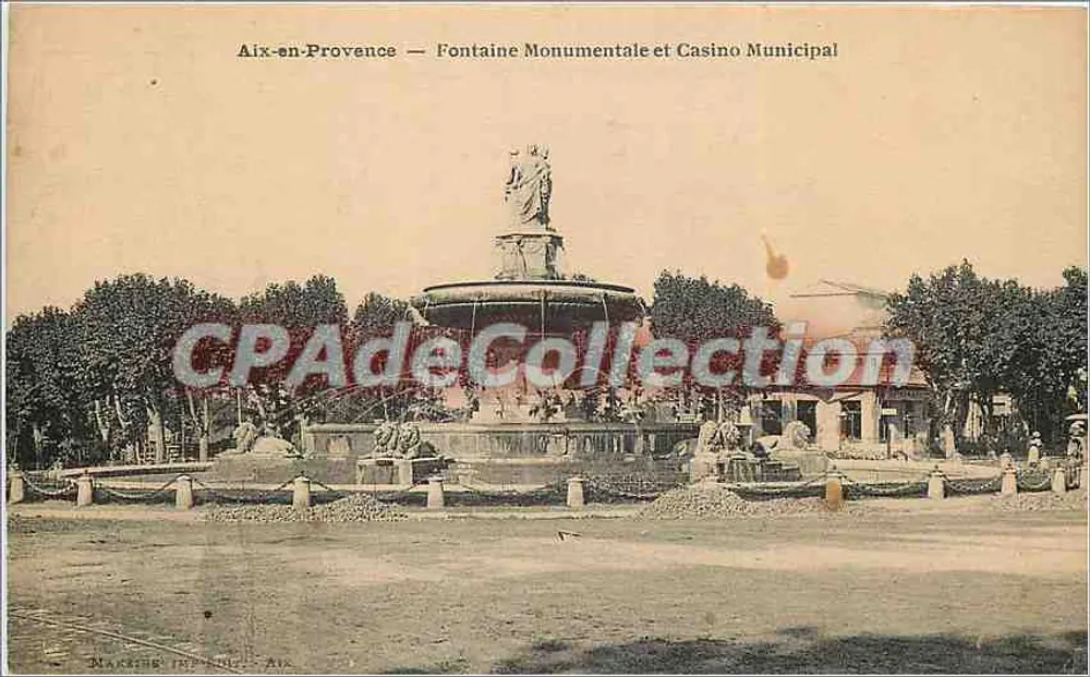 Aix-en-Provence — Monumentale Fontäne und Gemeindekasino — NAKING (IMP. 1905) — AIX - Vorderseite