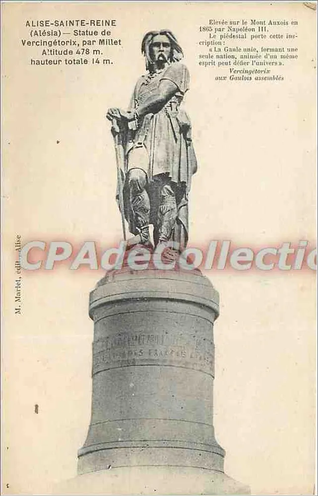 Alise-Sainte-Reine — Statue de Vercingétorix par Millet — M. Marlet, édit. Albie - Recto