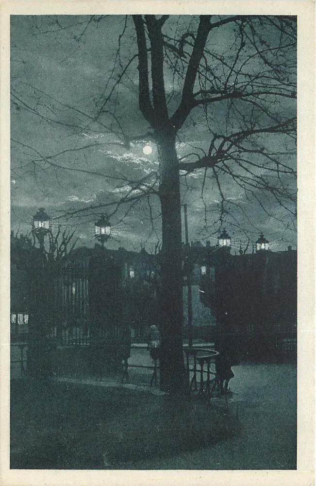 Nuit d'hiver — Vue de parc avec lune — MILANO DI LORTE - Berlin-Post - Recto