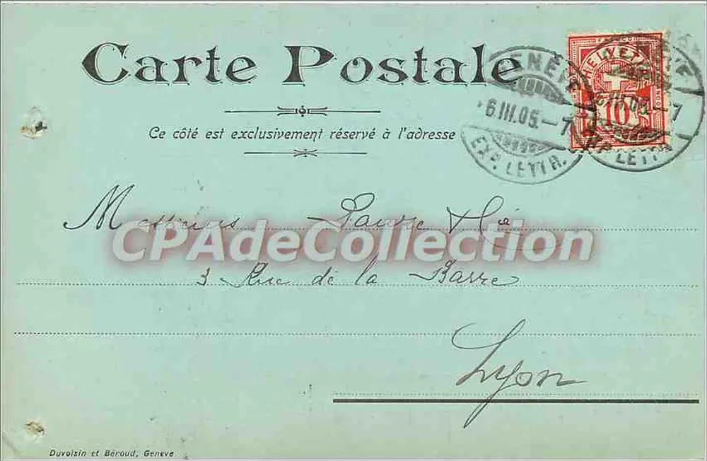 Manufacture de Chaînes d'Or — J. Friederich — Genève, 6 mars 1905 - Verso