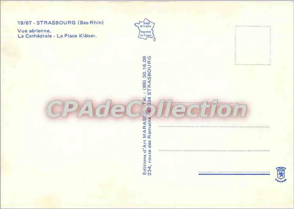 Straßburg (Bas-Rhin) — Luftbild der Kathedrale und des Kléber-Platzes — Editions d'Art MARASCO - Rückseite