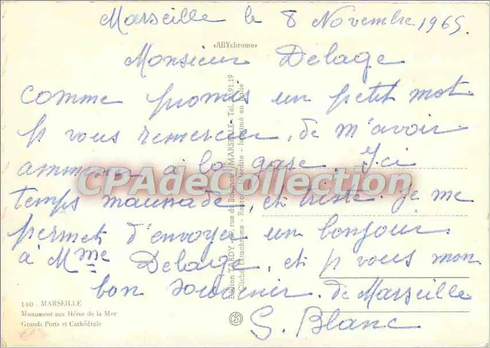 Marseille — Monument to the Heroes of the Sea and Cathedral — Édition TARDY - Back