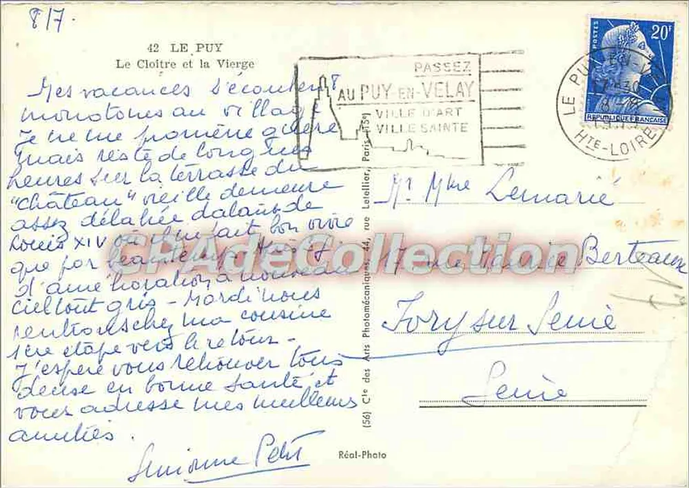 Le Puy-en-Velay — O Claustro e a Virgem — Réal-Photo - Verso