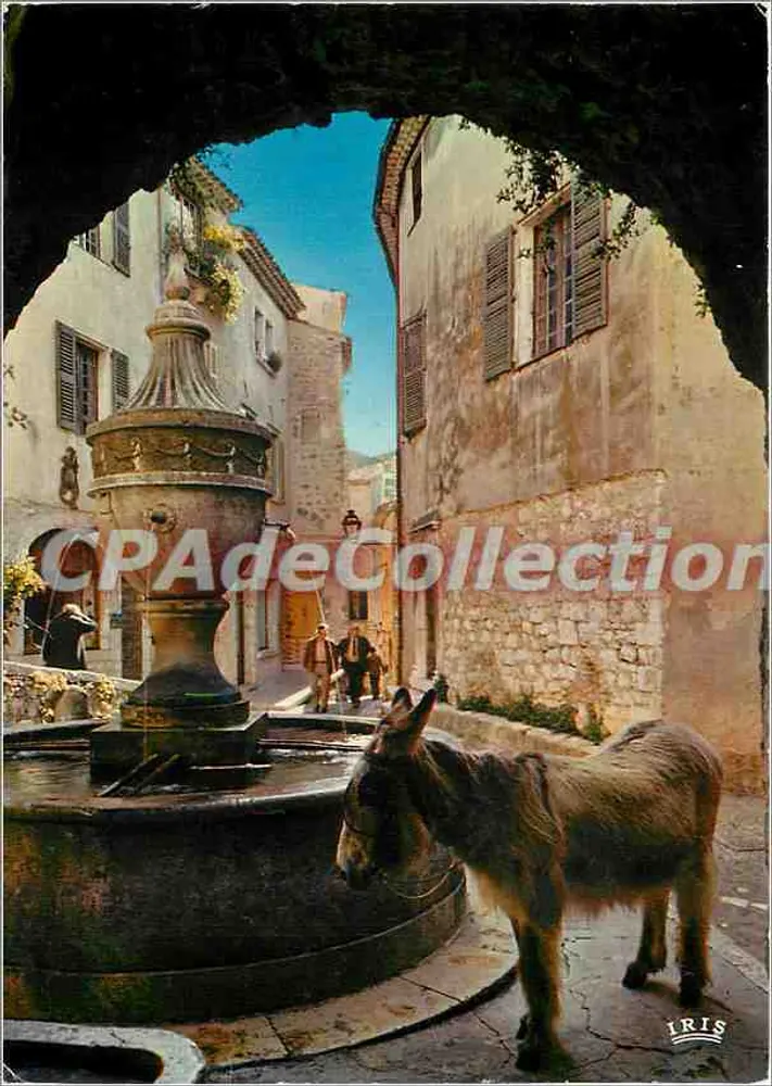 Fontaine et âne — Saint-Paul-de-Vence — IRIS - Recto