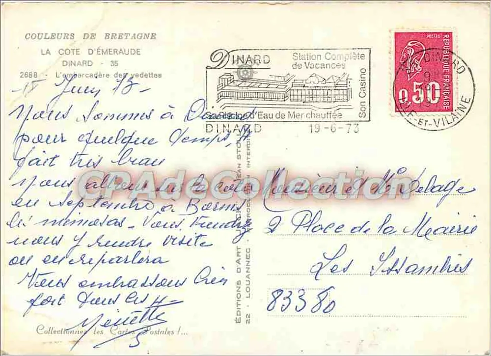 La Côte d'Émeraude — L'embâcherade des vedettes — Éditions d'Art Louanneec - Verso