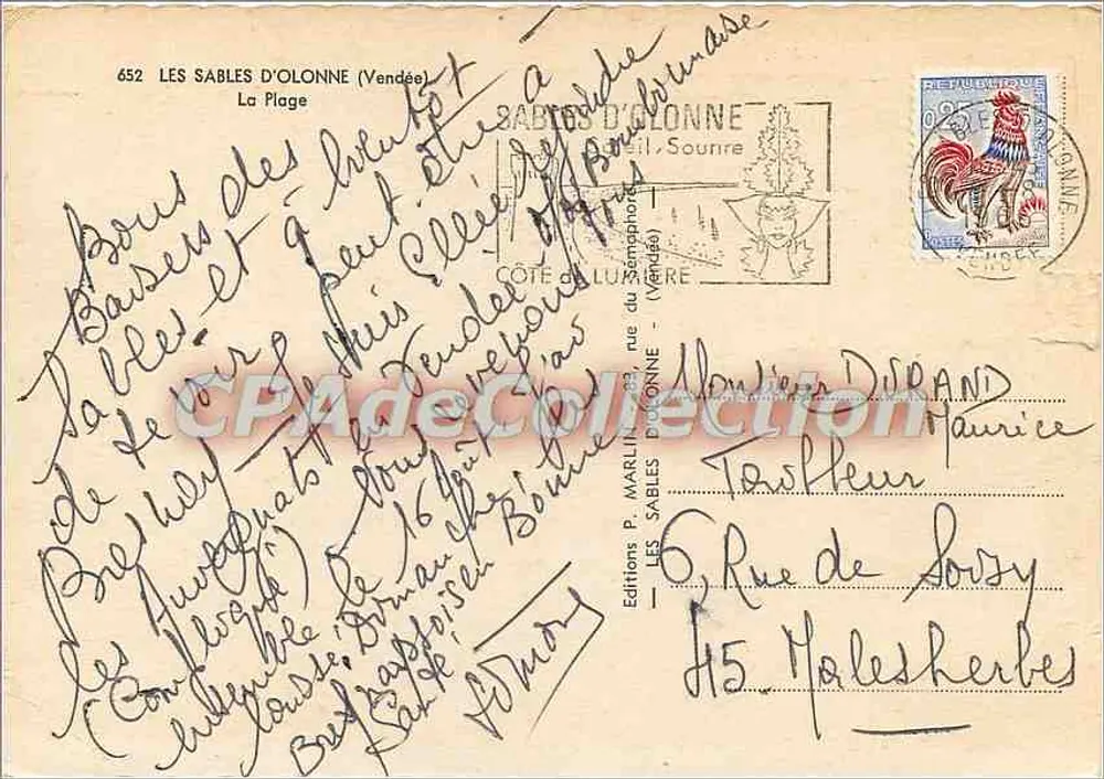 Les Sables-d'Olonne — La Plage — Éditions P. MARLITIÈRE - Verso