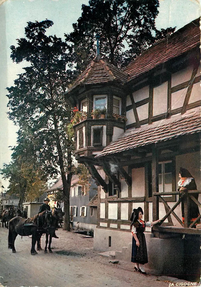 La Cigogne — Vista di una casa a colombages in Alsazia — Edizioni La Cigogne - Recto