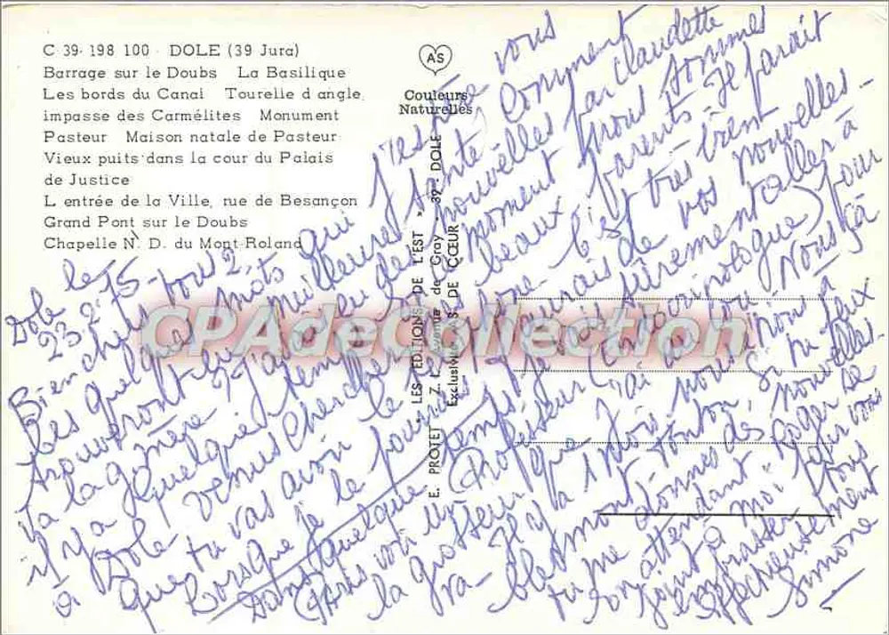 Dole — Panoramablick und Denkmäler — Les Éditions de l'Est - Rückseite
