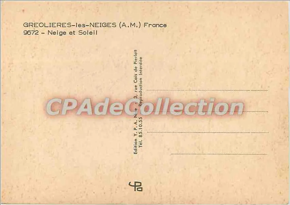 Greolieres-les-Neiges (A.M.) — schneekaltes Landschaft mit Chalet — Édition Y.P.A. Nice - Rückseite