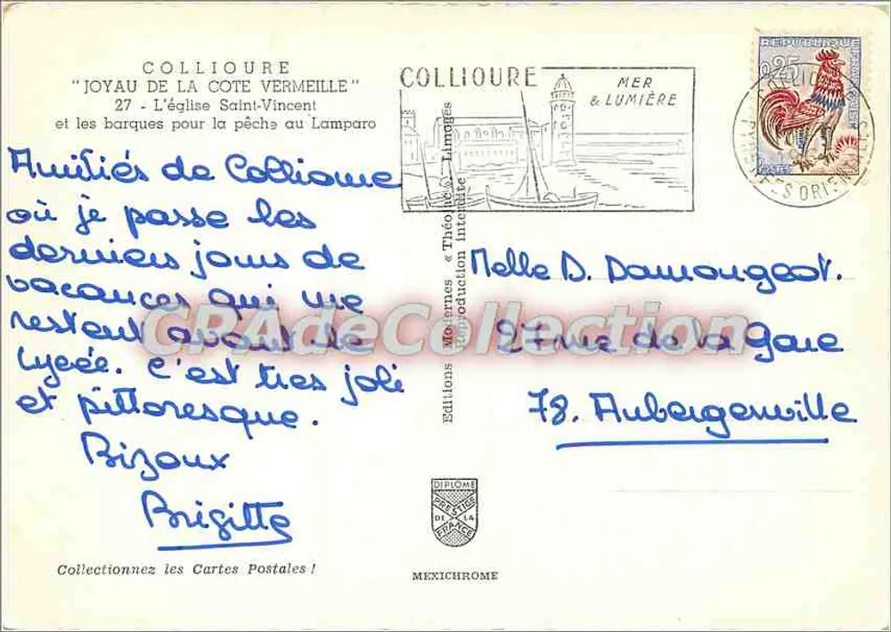 Collioire — Kirche Saint-Vincent und Fischboote — Éditions Méxichrome - Rückseite