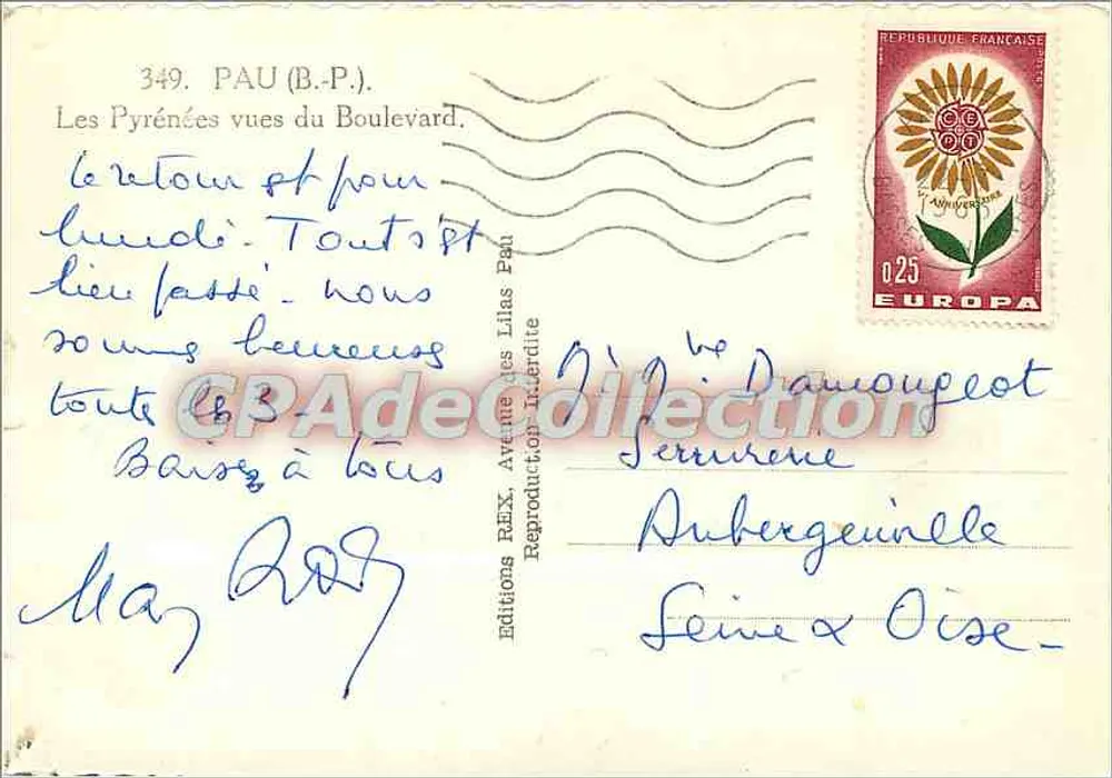 De Pyreneeën gezien vanaf de Boulevard — Pau (B.P.) — Edities REX - Achterkant