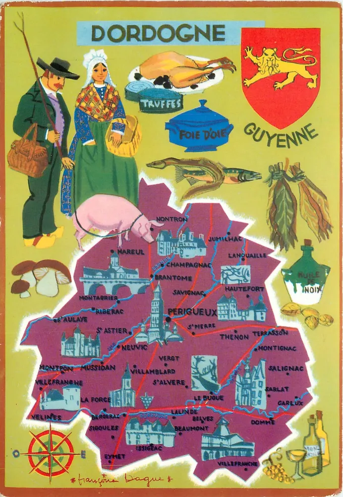 Dordogne — Carta turística ilustrada — Éditions IRIS Méricarone - Frente