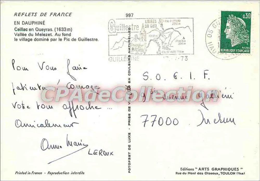 Tal des Melezet — Ceillac in Queyras — Verleger Arts Graphiques - Rückseite