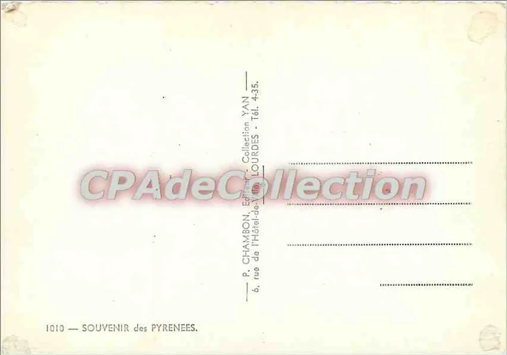 Lourdes e a Cadeia dos Pirineus — Vista panorâmica — P. Chambon, editor, n° 1010 - Verso