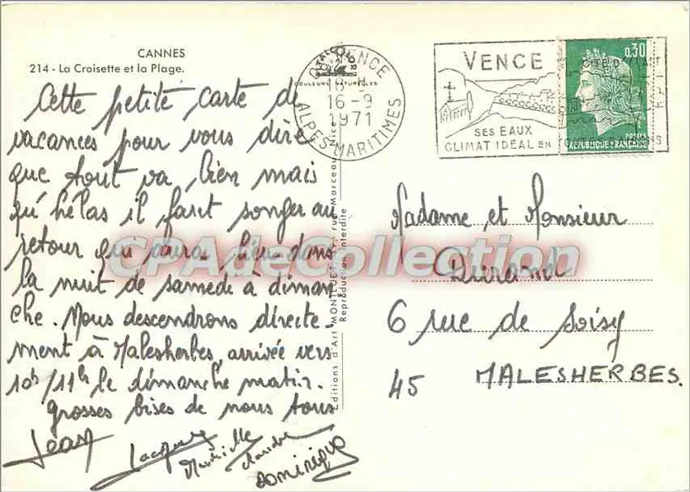 Cannes — La Croisette und die Strände — Éditions d'Art Monnet, n° 214 - Rückseite
