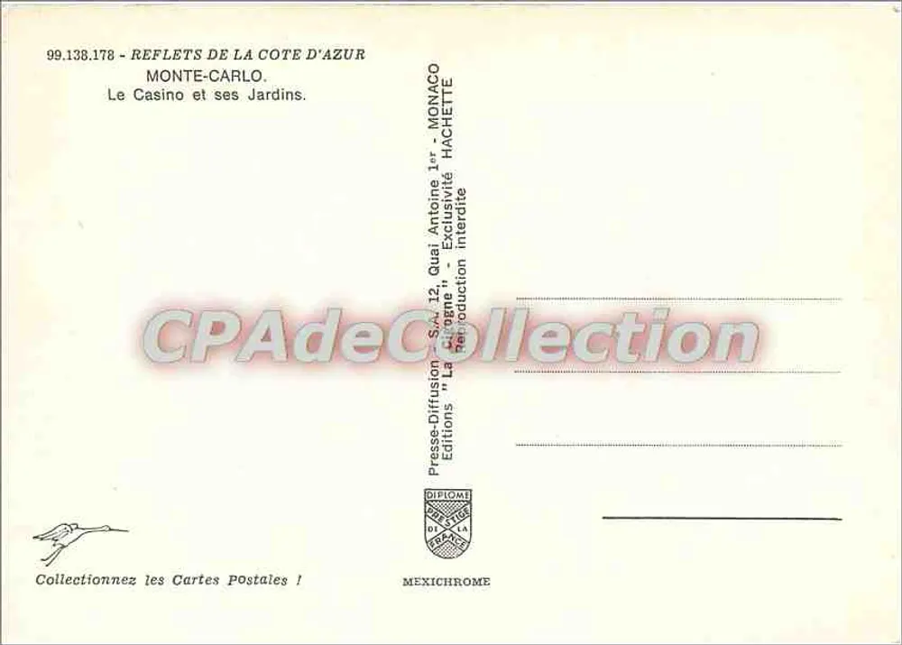 Monte-Carlo — Das Casino und seine Gärten — Presses-Diffusion "La Cigogne" - Rückseite