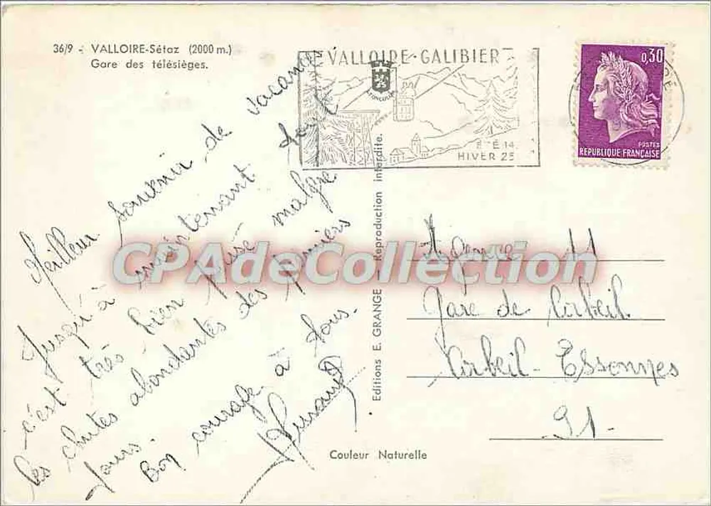 Valloire - Estação dos teleféricos — Edições E. Grange, n°36/9 - Verso
