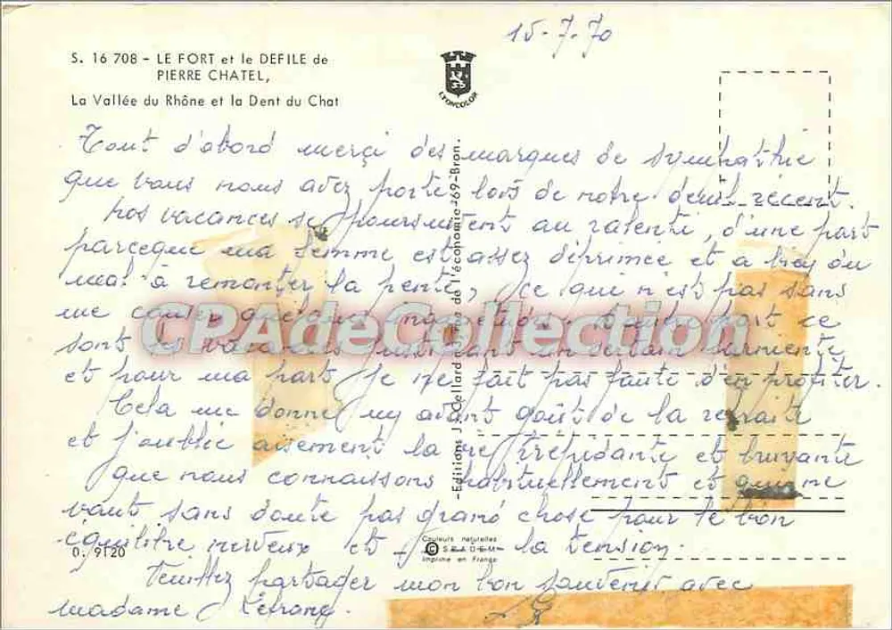 Das Fort und der Pierre Chatel-Pass — Die Rhône-Tal und die Chat-Dent — Éditions J. Collard, 0,9120 - Rückseite