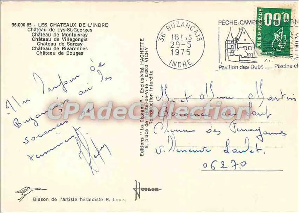 Schlösser der Indre — Edition 'La Crègne' — n° 36.000.65 - Rückseite