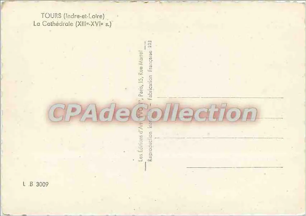 Tours — Kathedrale — Les Éditions d'Art W. Marel, Paris - Rückseite