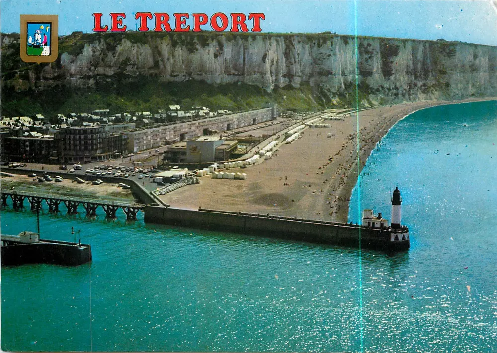 Le Tréport — luftige Ansicht des Hafens, der Strand und Klippen — Editions MACE - Vorderseite