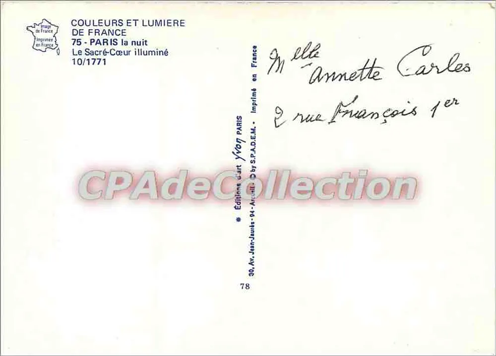 Der Sacré-Cœur beleuchtet — Nacht — Couleurs et Lumière, Nr. 75 - Rückseite