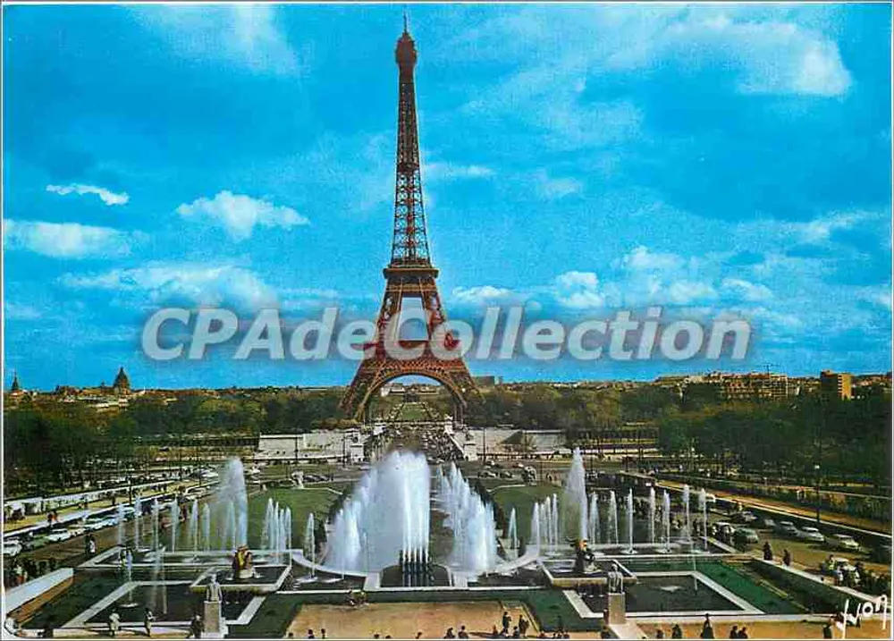 Die Eiffelturm — Ansicht aus den Gärten des Palais de Chaillot — Vintage Postcard/Antike Ansichtskarte - Vorderseite