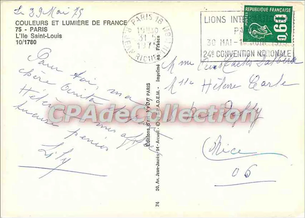 Visão aérea de Paris — Sena, ilha Saint-Louis, Torre Eiffel — Edições Jean-Jaurès - Verso