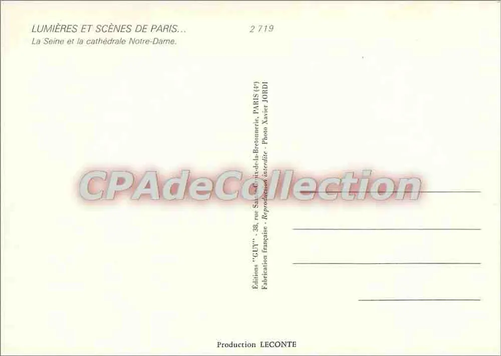 Die Seine und die Kathedrale Notre-Dame — Éditions GUY — Nr. 2719 - Rückseite
