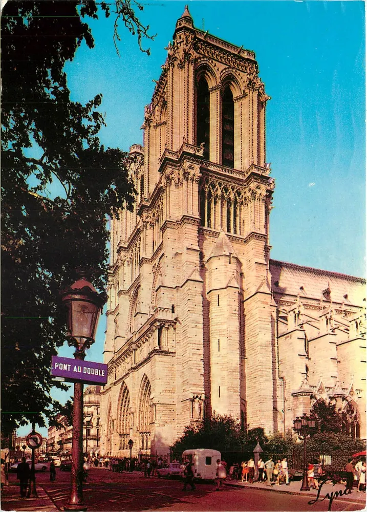 Notre-Dame w Paryżu — widok z Mostu podwójnego — wydano przez Lyna - Awers