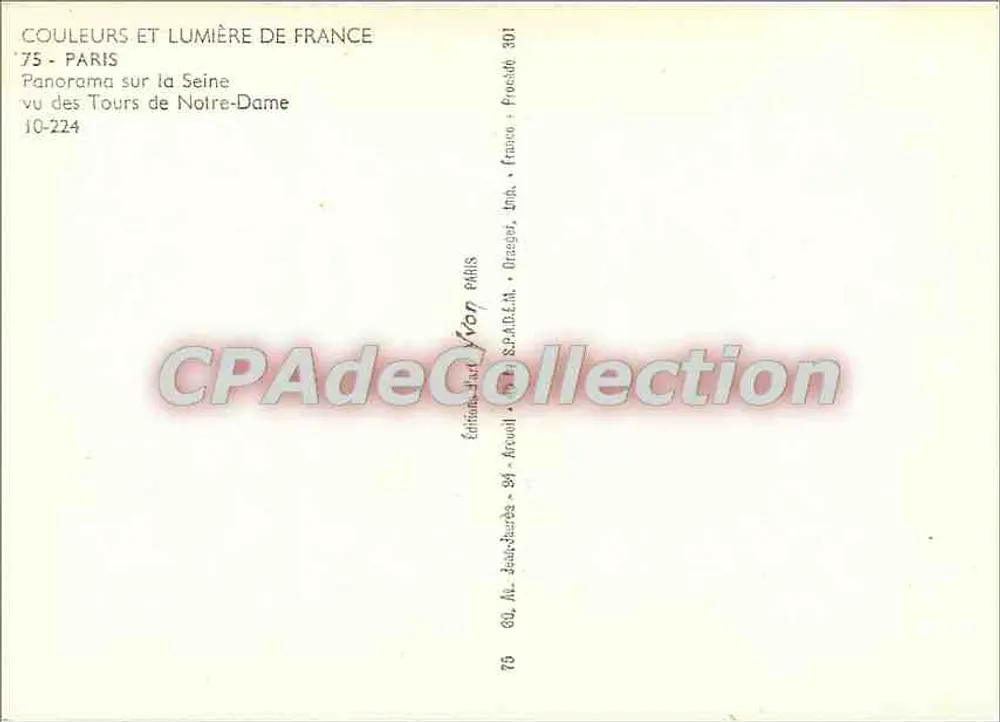 Paris - Panorama über die Seine vom Turm der Notre-Dame — Éditions Vivon, Serie 10-224 - Rückseite