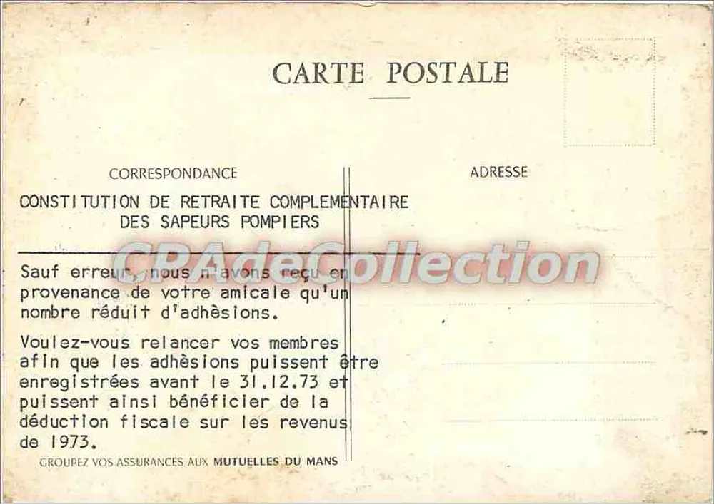 Bomba a vapor modelo 1890 — Coleção da Mutuelle do Mans — Incêndio - Verso