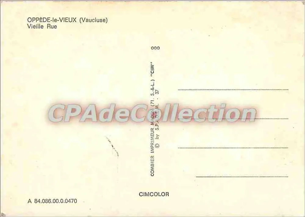 Oppède-le-Vieux (Vaucluse) — Alte Straße — Combiér Imprimeur (71, S.A.L.) 'CIM' - Rückseite
