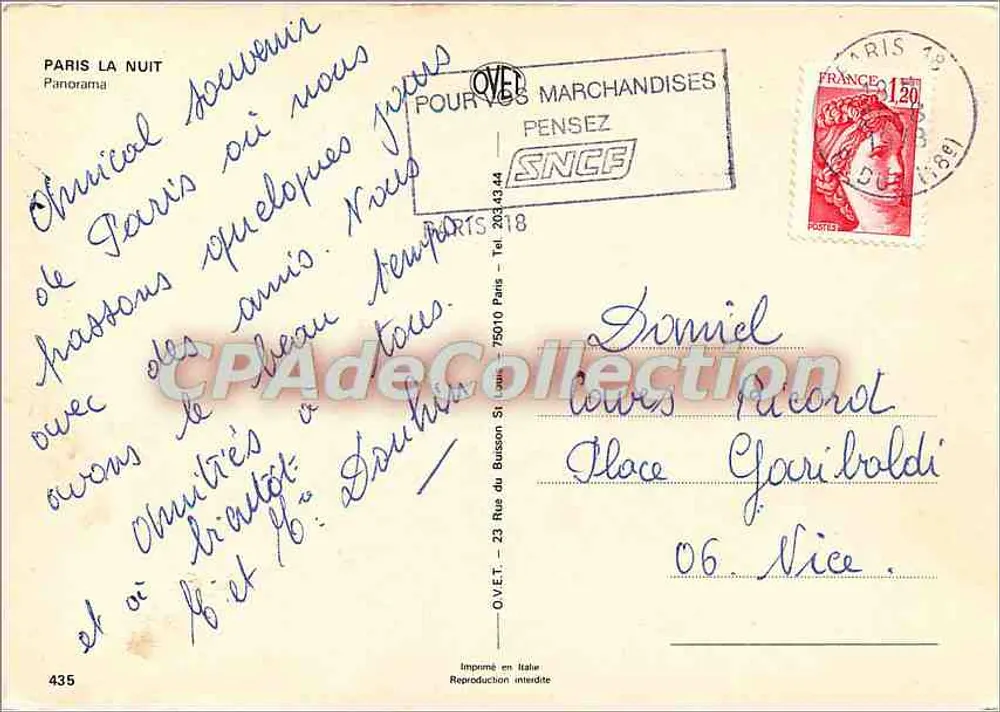 Paryż w nocy — Panorama — Wydane w Włoszech - Rewers