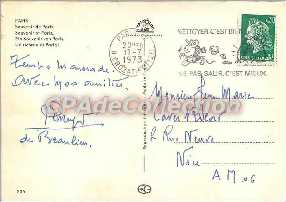 Paris — Lembrete de Paris — Talocolor - Verso