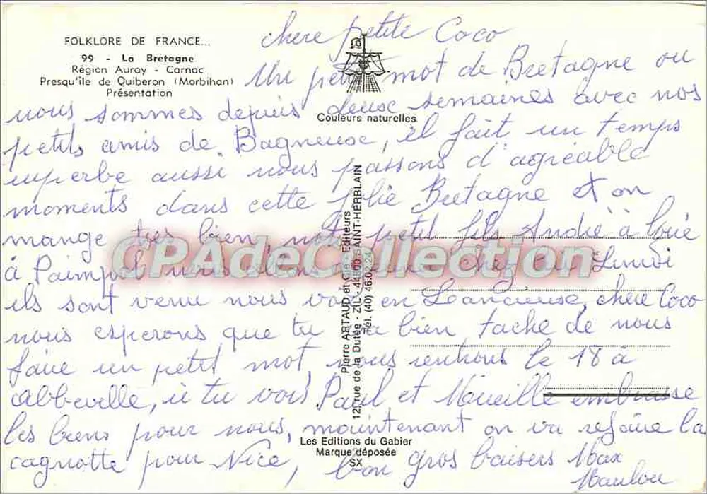 Folklore Frankreichs — Bretagne oder das kleine Wort von Quiberon — Éditions du Gabier - Rückseite