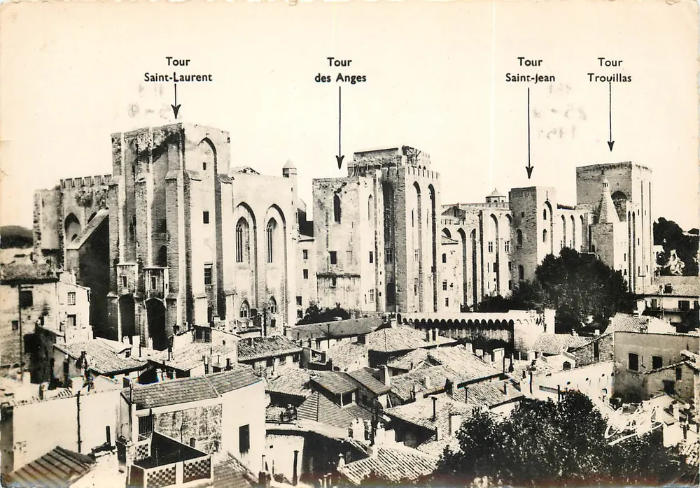 Vista do Palácio dos Papas — fachada oriental — Avignon — Edições de Luxe Estel, Paris - Frente