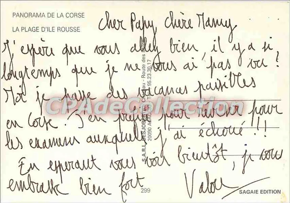 La Spiaggia di Île Rousse — panorama — S.A.R.L. DES JOPES, SAGAIE ÉDITION, n°299 - Verso