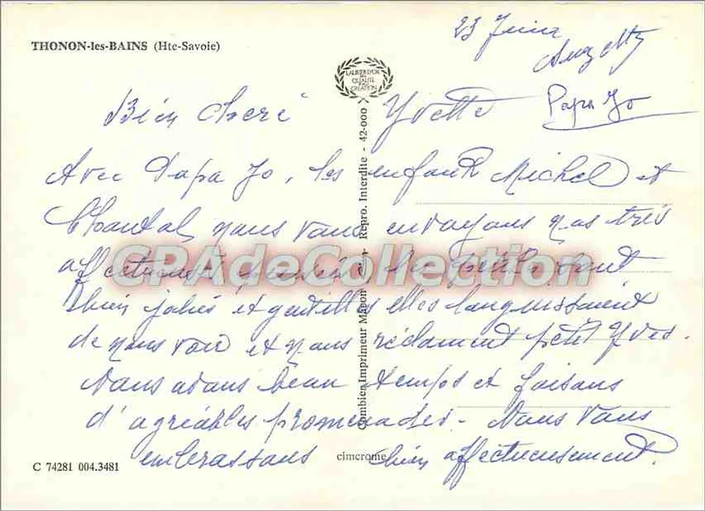 Thonon-les-Bains — Cidade acolhedora às margens do Lago Léman — editor Lardédoc - Verso