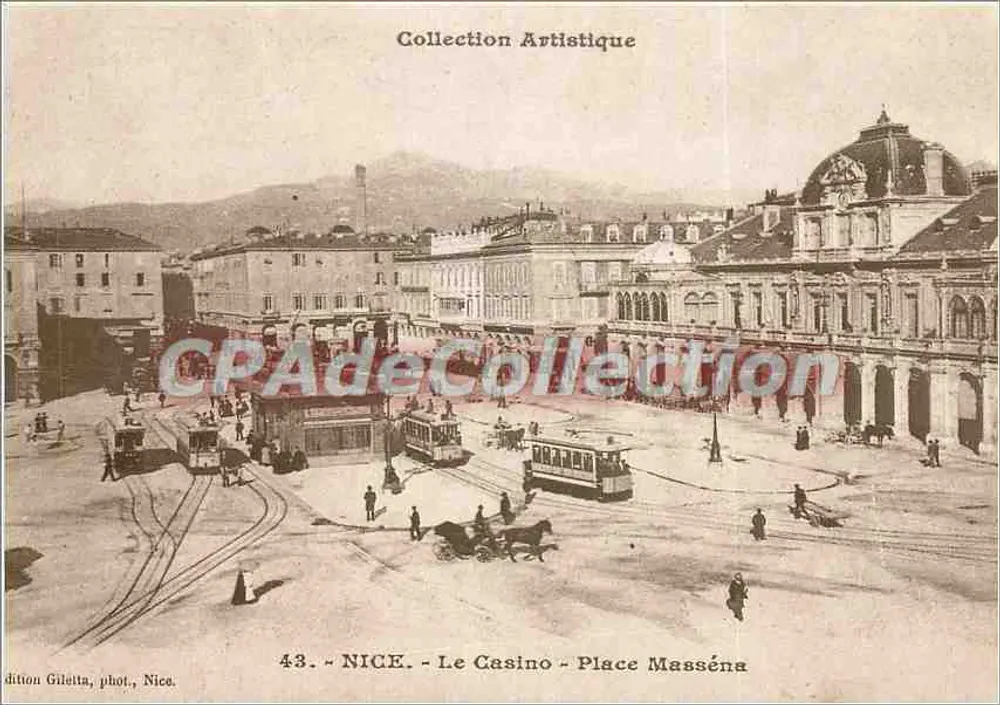 Nice - O Casino - Praça Masséna — Coleção Artística, n°43, edição Giletta - Frente