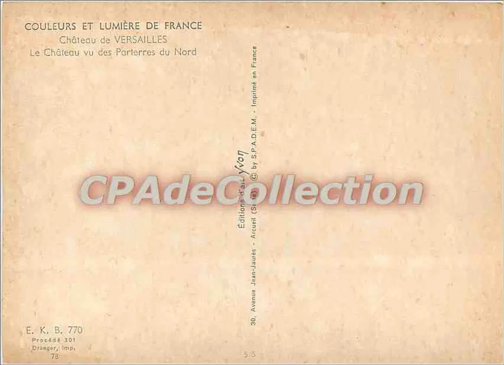 Schloss Versailles — Ansicht der Nordparterres — Éditions Jean-Jaurès - Rückseite