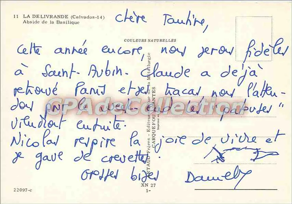 A Basílica de La Livranderie — Calvados — editor Coudaud-Prêtres, n° 22097-c - Verso