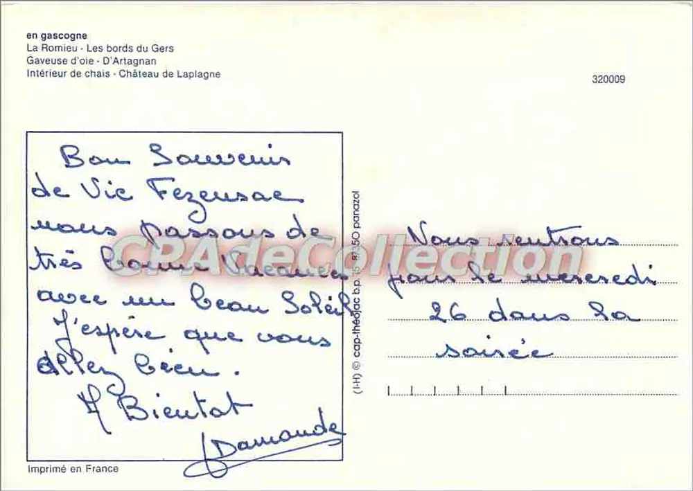 Schöne Gascogne — Collage aus sechs Szenen — unbekannter Verleger, Seriennummer 320009 - Rückseite