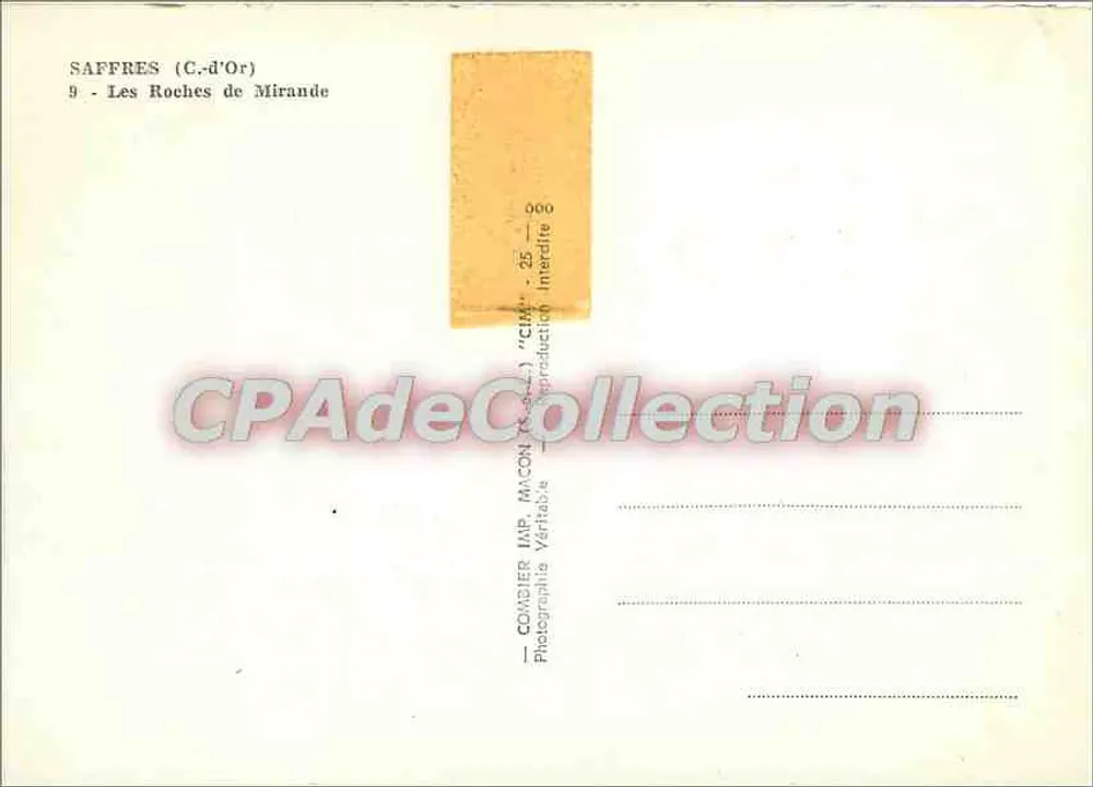 Saffres (C.-d'Or) — As Rochas de Mirande — Comsier IAP - Verso