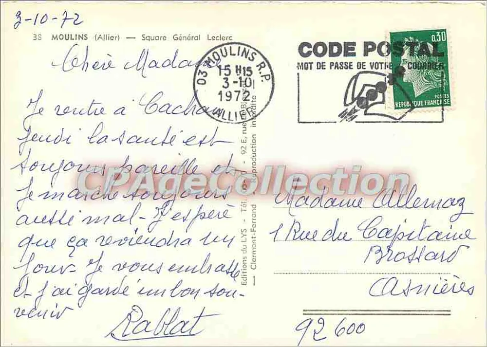 Square Général Leclerc — Moulin (Allier) — Éditions du LYS - Verso