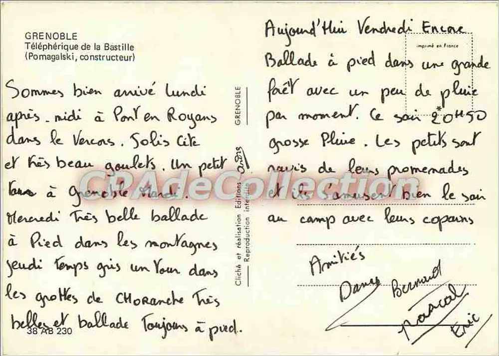 Grenoble — Teleférico da Bastilha — Edições Internacionais - Verso